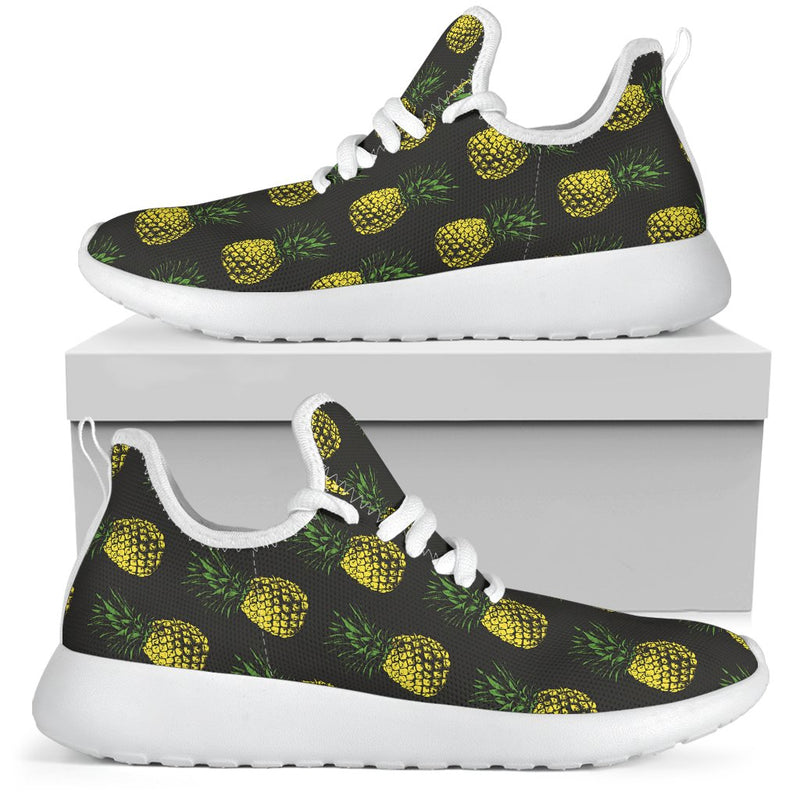 Gold Pineapple Mesh Knit Sneakers Shoes