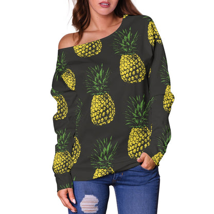 Gold Pineapple Off Shoulder Sweatshirt