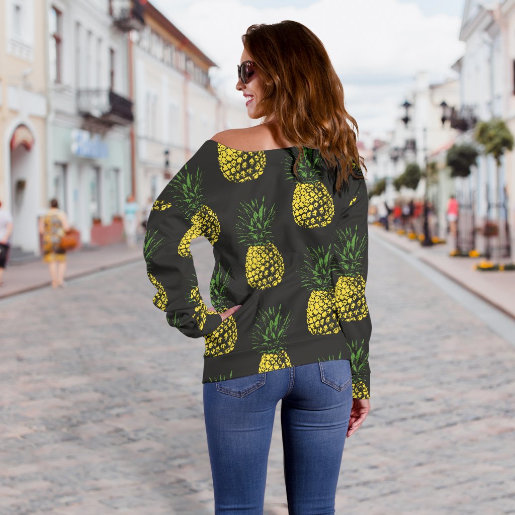 Gold Pineapple Off Shoulder Sweatshirt