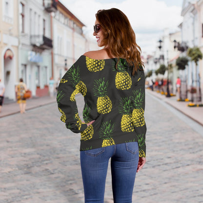 Gold Pineapple Off Shoulder Sweatshirt