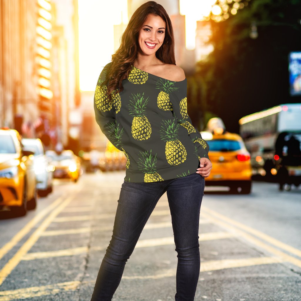 Gold Pineapple Off Shoulder Sweatshirt