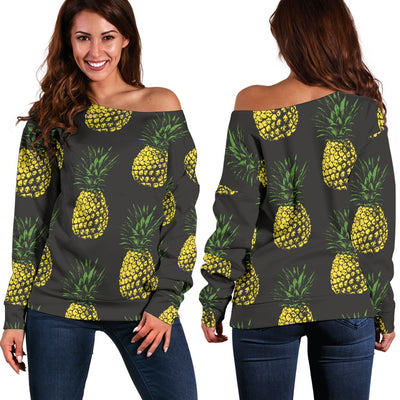 Gold Pineapple Off Shoulder Sweatshirt