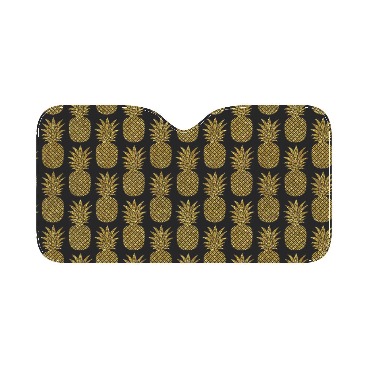 Gold Pineapple Pattern Print Design PP011 Car Sun Shade-JorJune