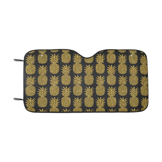 Gold Pineapple Pattern Print Design PP011 Car Sun Shade-JorJune