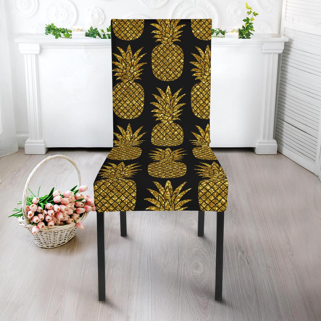 Gold Pineapple Pattern Print Design PP011 Dining Chair Slipcover-JORJUNE.COM