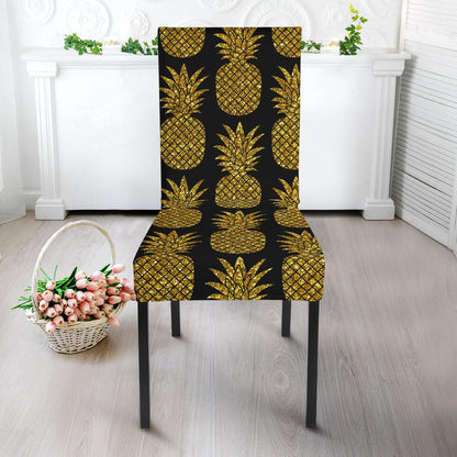 Gold Pineapple Pattern Print Design PP011 Dining Chair Slipcover-JORJUNE.COM