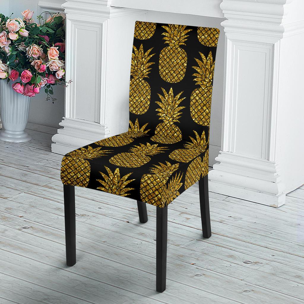 Gold Pineapple Pattern Print Design PP011 Dining Chair Slipcover-JORJUNE.COM