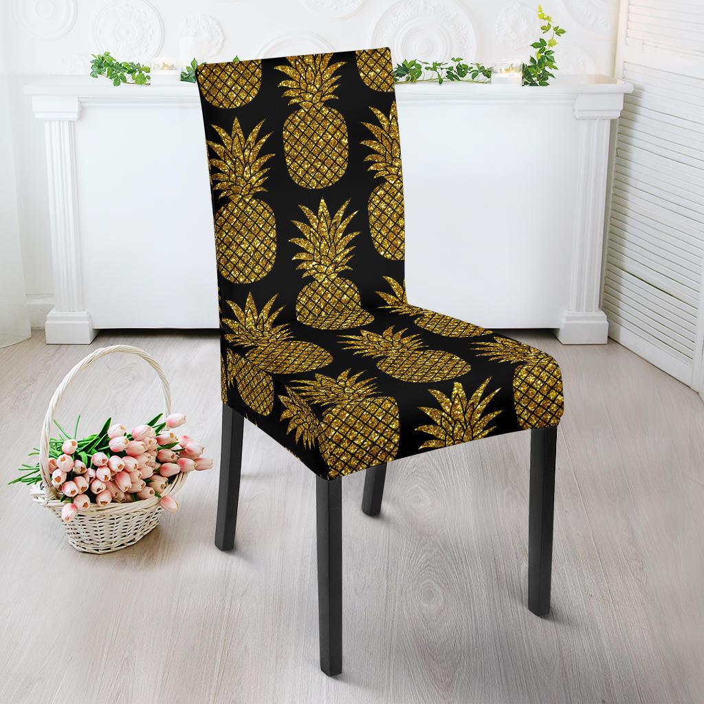 Gold Pineapple Pattern Print Design PP011 Dining Chair Slipcover-JORJUNE.COM