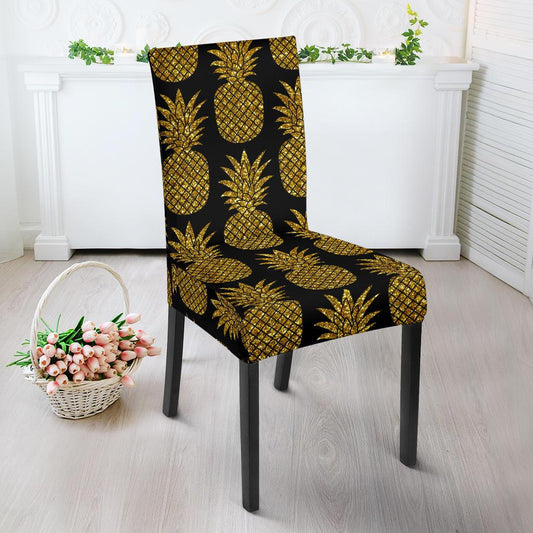 Gold Pineapple Pattern Print Design PP011 Dining Chair Slipcover-JORJUNE.COM