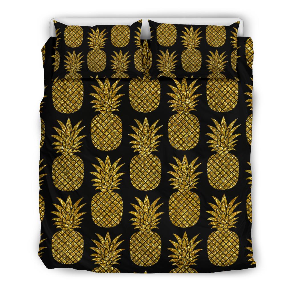 Gold Pineapple Pattern Print Design PP011 Duvet Cover Bedding Set-JORJUNE.COM