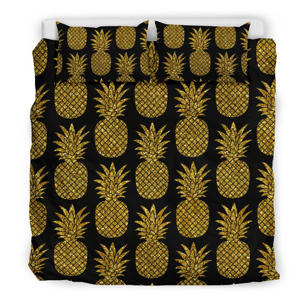 Gold Pineapple Pattern Print Design PP011 Duvet Cover Bedding Set-JORJUNE.COM