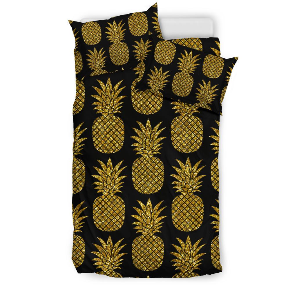 Gold Pineapple Pattern Print Design PP011 Duvet Cover Bedding Set-JORJUNE.COM