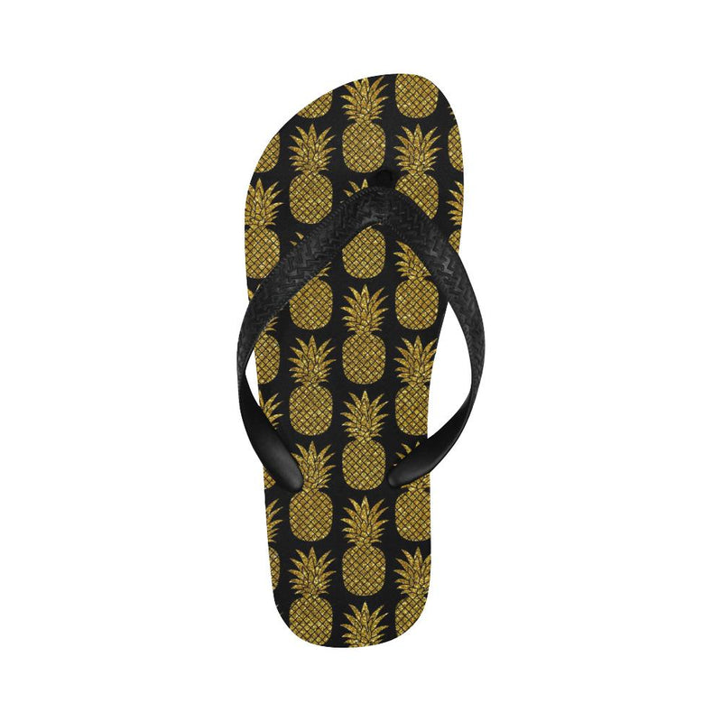 Gold Pineapple Pattern Print Design PP011 Flip Flops-JorJune