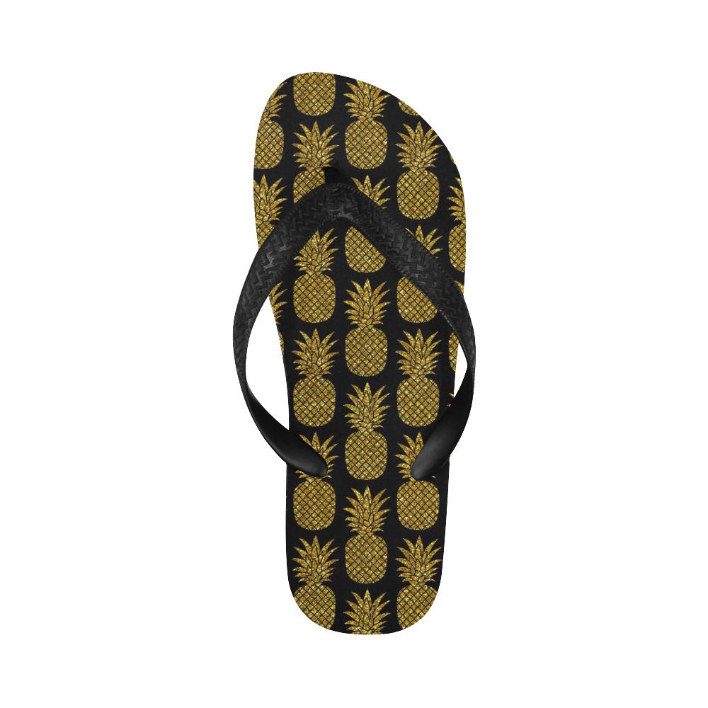 Gold Pineapple Pattern Print Design PP011 Flip Flops-JorJune