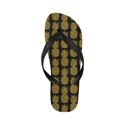 Gold Pineapple Pattern Print Design PP011 Flip Flops-JorJune