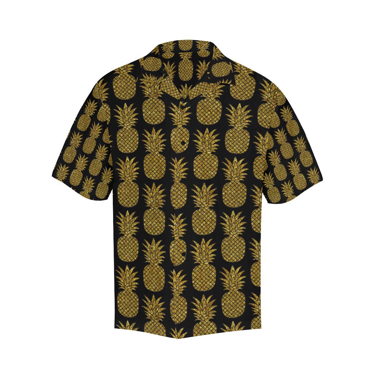 Gold Pineapple Pattern Print Design PP011 Men Hawaiian Shirt-JorJune