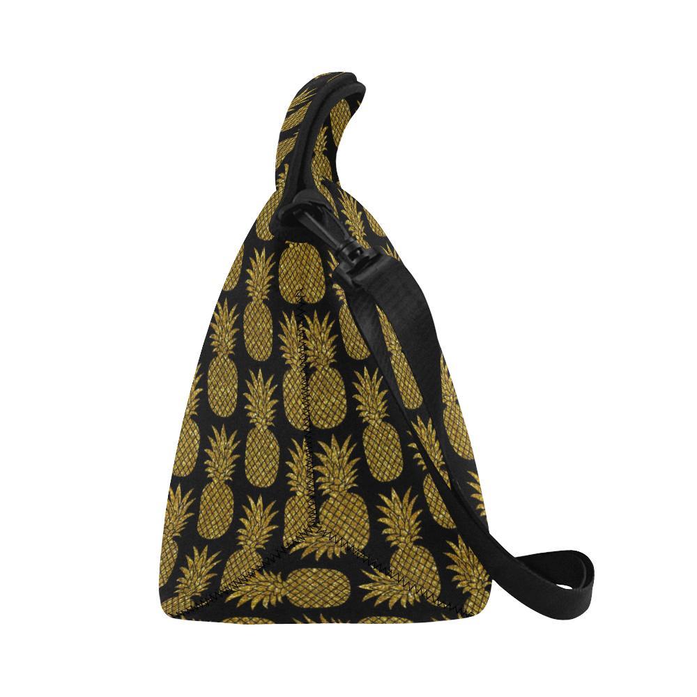 Gold Pineapple Pattern Print Design PP011 Neoprene Lunch Bag-JorJune