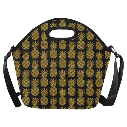 Gold Pineapple Pattern Print Design PP011 Neoprene Lunch Bag-JorJune