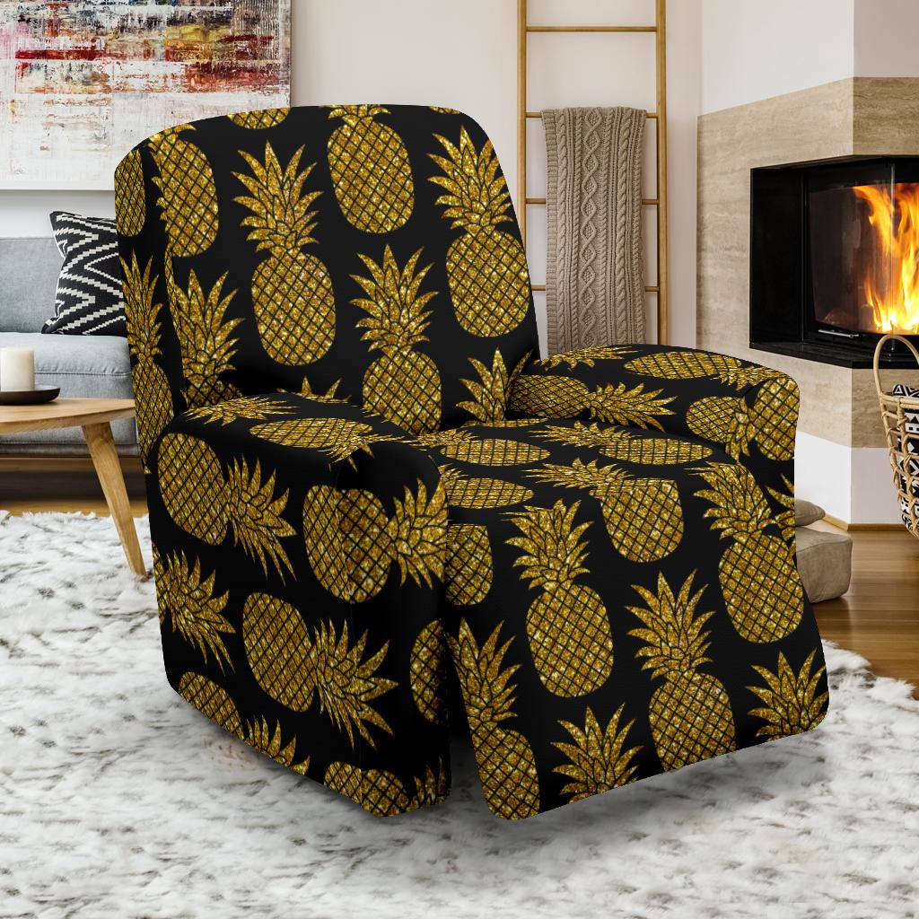 Gold Pineapple Pattern Print Design PP011 Recliner Slipcover-JORJUNE.COM