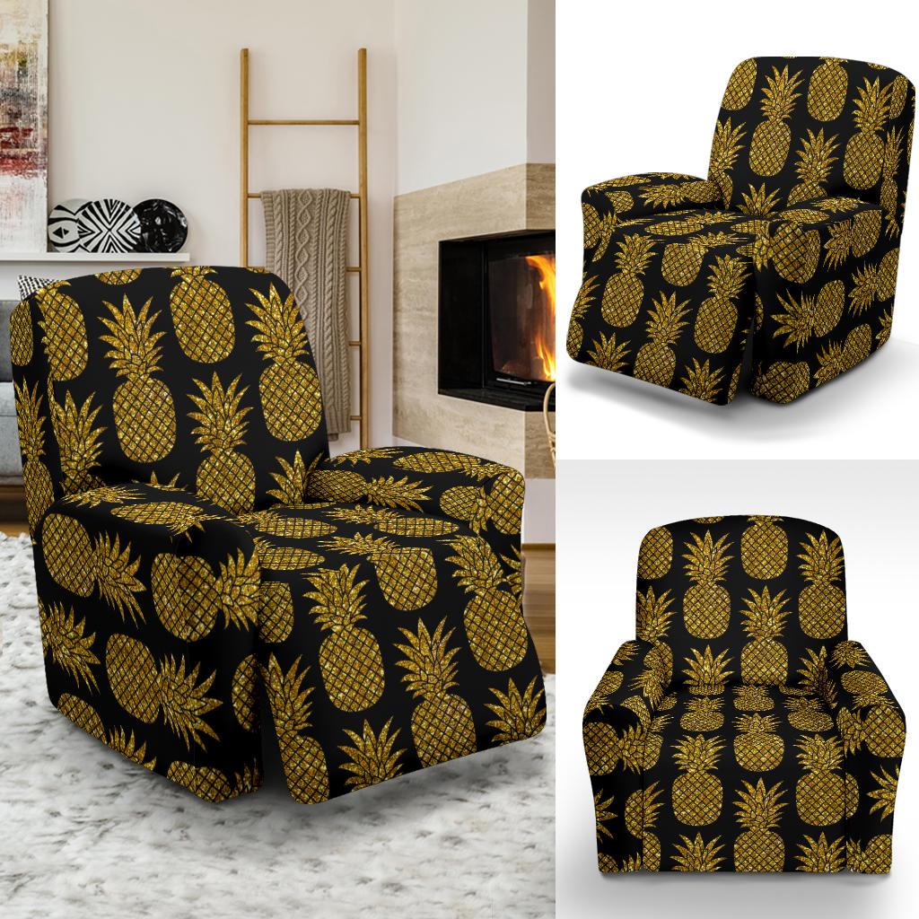 Gold Pineapple Pattern Print Design PP011 Recliner Slipcover-JORJUNE.COM