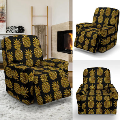 Gold Pineapple Pattern Print Design PP011 Recliner Slipcover-JORJUNE.COM