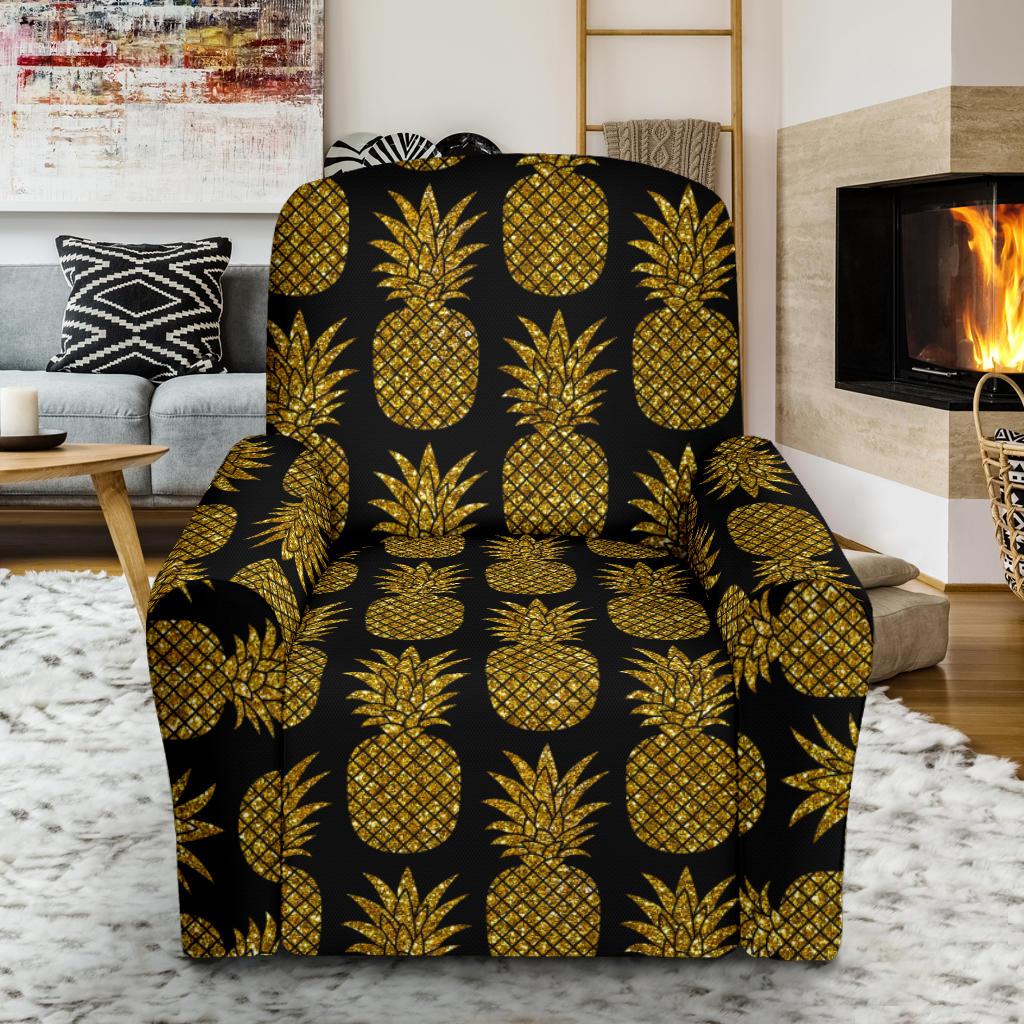 Gold Pineapple Pattern Print Design PP011 Recliner Slipcover-JORJUNE.COM