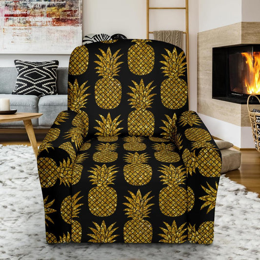 Gold Pineapple Pattern Print Design PP011 Recliner Slipcover-JORJUNE.COM