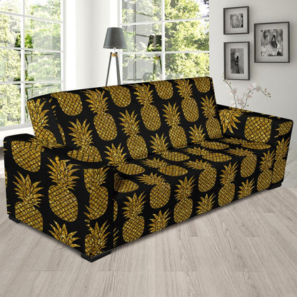 Gold Pineapple Pattern Print Design PP011 Sofa Slipcover-JORJUNE.COM