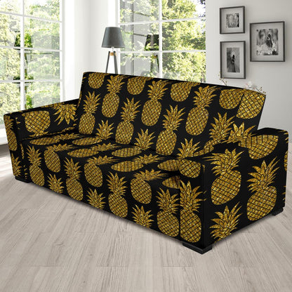 Gold Pineapple Pattern Print Design PP011 Sofa Slipcover-JORJUNE.COM