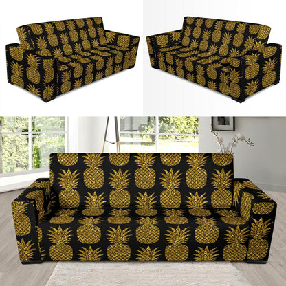 Gold Pineapple Pattern Print Design PP011 Sofa Slipcover-JORJUNE.COM