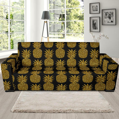 Gold Pineapple Pattern Print Design PP011 Sofa Slipcover-JORJUNE.COM