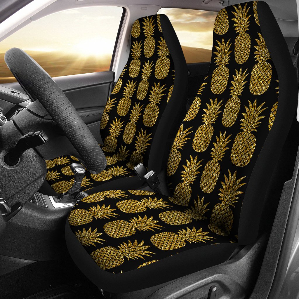 Gold Pineapple Pattern Print Design PP011 Universal Fit Car Seat Covers-JorJune