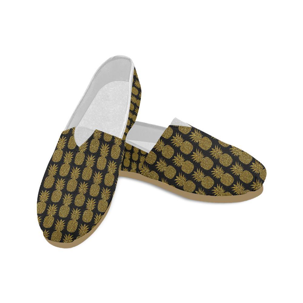 Gold Pineapple Pattern Print Design PP011 Women Casual Shoes-JorJune.com
