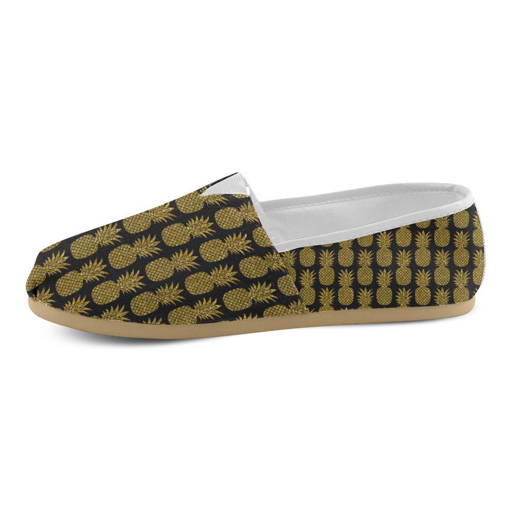 Gold Pineapple Pattern Print Design PP011 Women Casual Shoes-JorJune.com