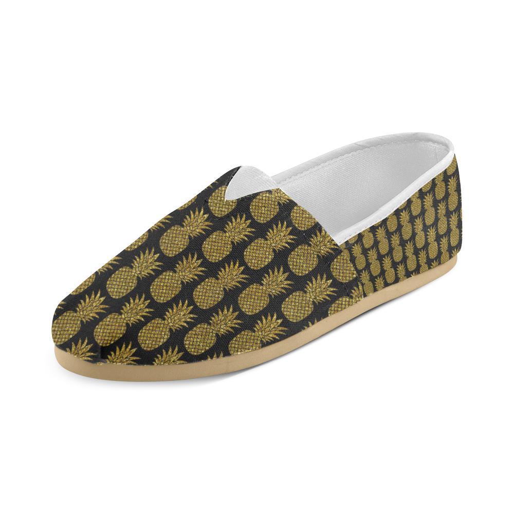 Gold Pineapple Pattern Print Design PP011 Women Casual Shoes-JorJune.com