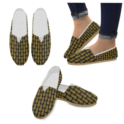 Gold Pineapple Pattern Print Design PP011 Women Casual Shoes-JorJune.com