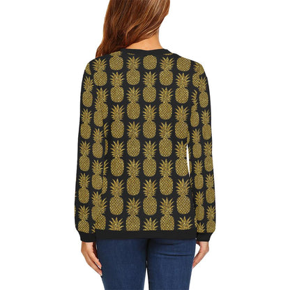 Gold Pineapple Pattern Print Design PP011 Women Long Sleeve Sweatshirt-JorJune