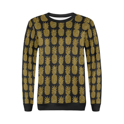 Gold Pineapple Pattern Print Design PP011 Women Long Sleeve Sweatshirt-JorJune
