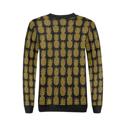 Gold Pineapple Pattern Print Design PP011 Women Long Sleeve Sweatshirt-JorJune
