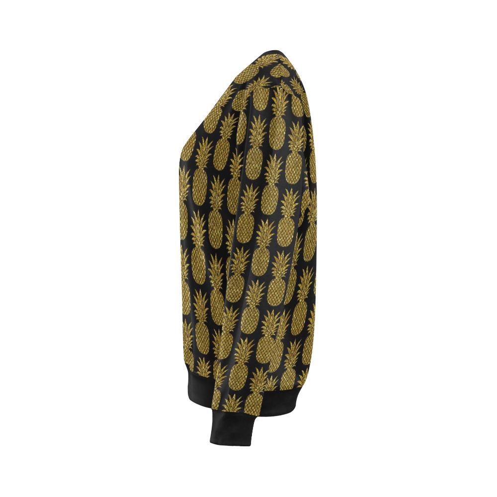 Gold Pineapple Pattern Print Design PP011 Women Long Sleeve Sweatshirt-JorJune