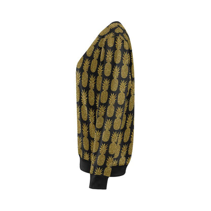 Gold Pineapple Pattern Print Design PP011 Women Long Sleeve Sweatshirt-JorJune