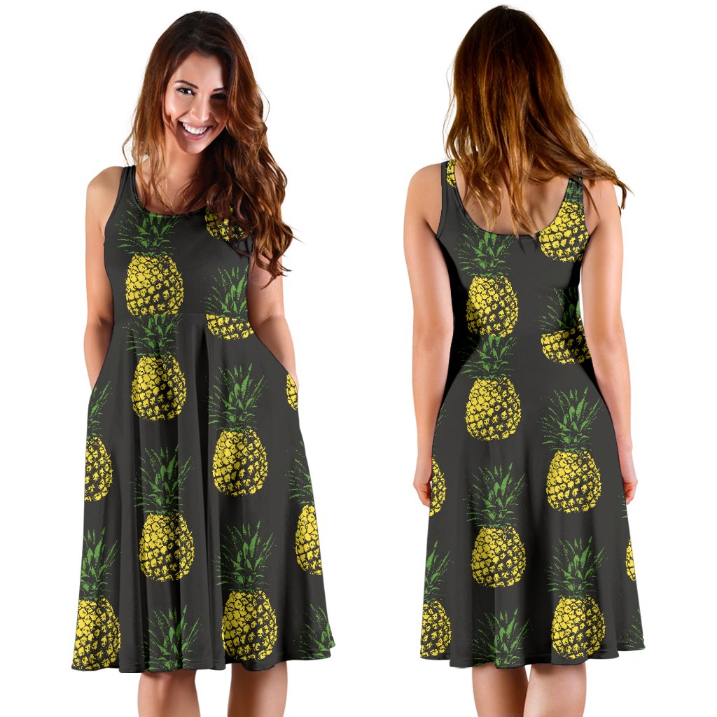 Gold Pineapple Sleeveless Mini Dress