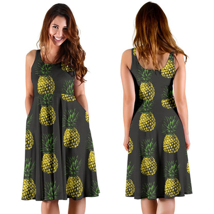 Gold Pineapple Sleeveless Mini Dress