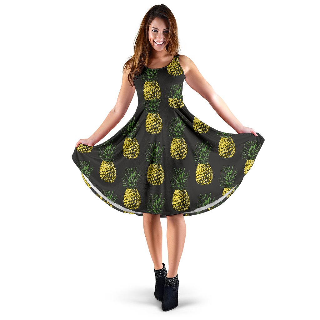 Gold Pineapple Sleeveless Mini Dress