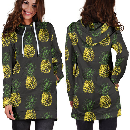Gold Pineapple Women Hoodie Dress