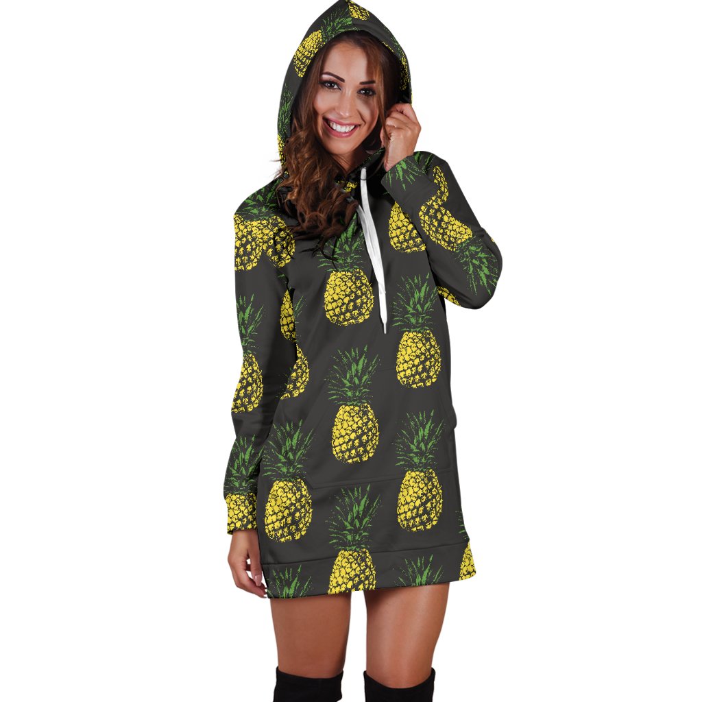 Gold Pineapple Women Hoodie Dress JorJune Gold Pineapple Women Hoodie Dress JorJune