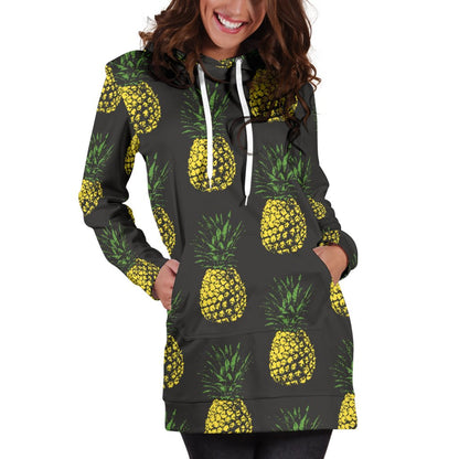 Gold Pineapple Women Hoodie Dress