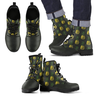 Gold Pineapple Women & Men Leather Boots