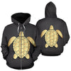 Gold Sea Turtle All Over Zip Up Hoodie