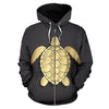 Gold Sea Turtle All Over Zip Up Hoodie